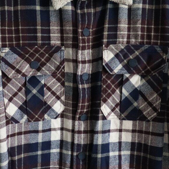 Wind River Men's Sz L HyperDri Sherpa Lined Collared Flannel Elbow Patch Jacket - Picture 8 of 16